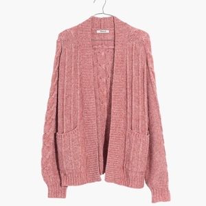 Madewell Bubble-Sleeve Cableknit Cardigan Sweater